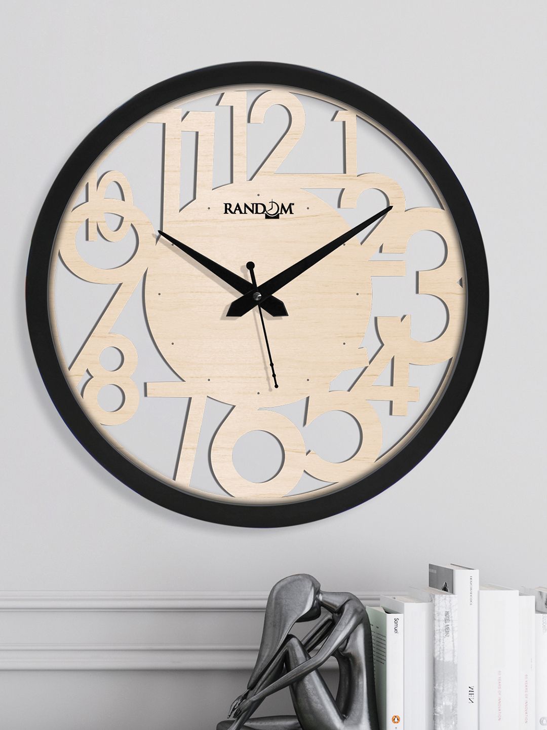 RANDOM Cream-Coloured & Black Contemporary Wall Clock Price in India