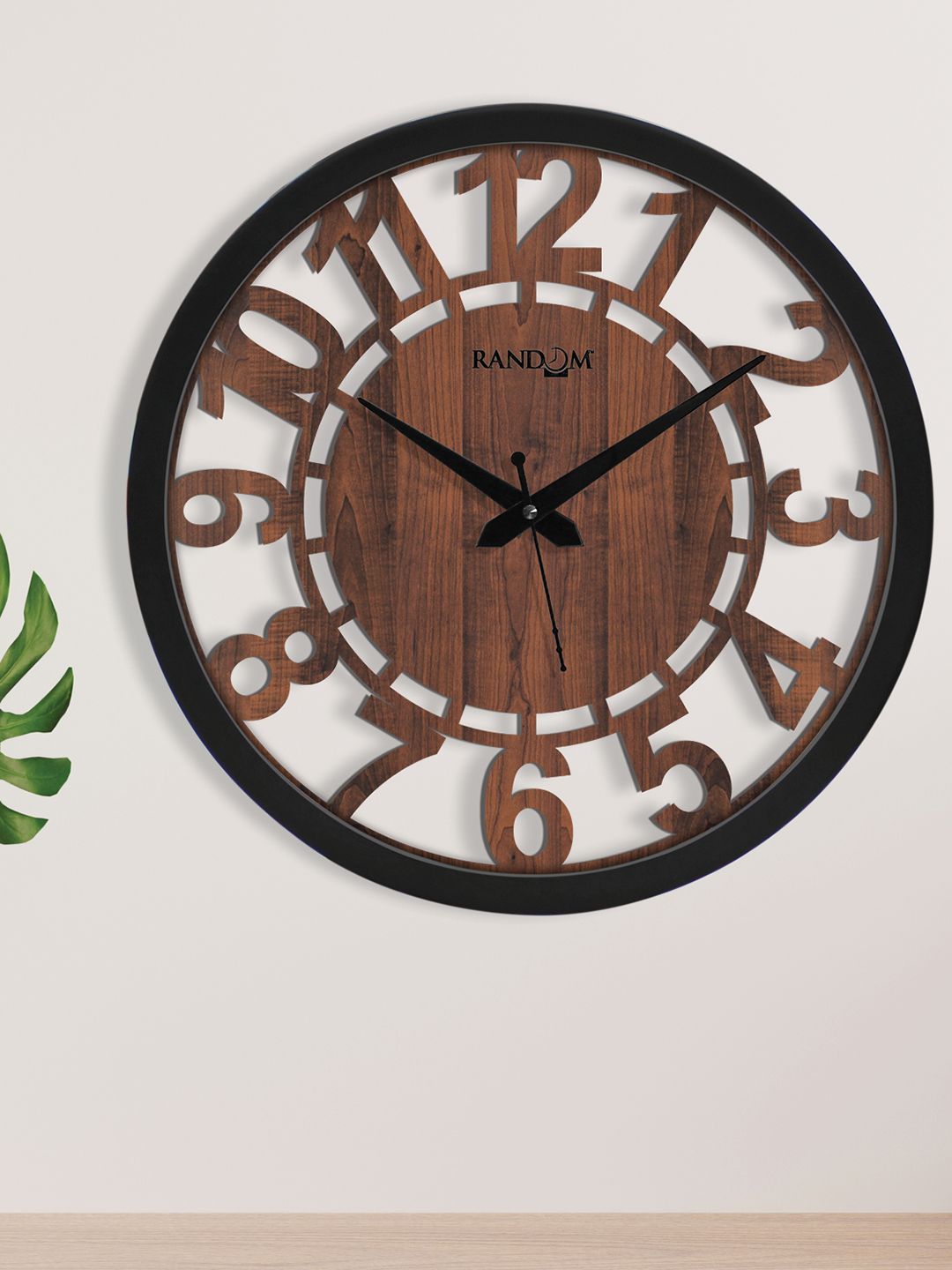 RANDOM Coffee Brown & Black Contemporary Wall Clock Price in India