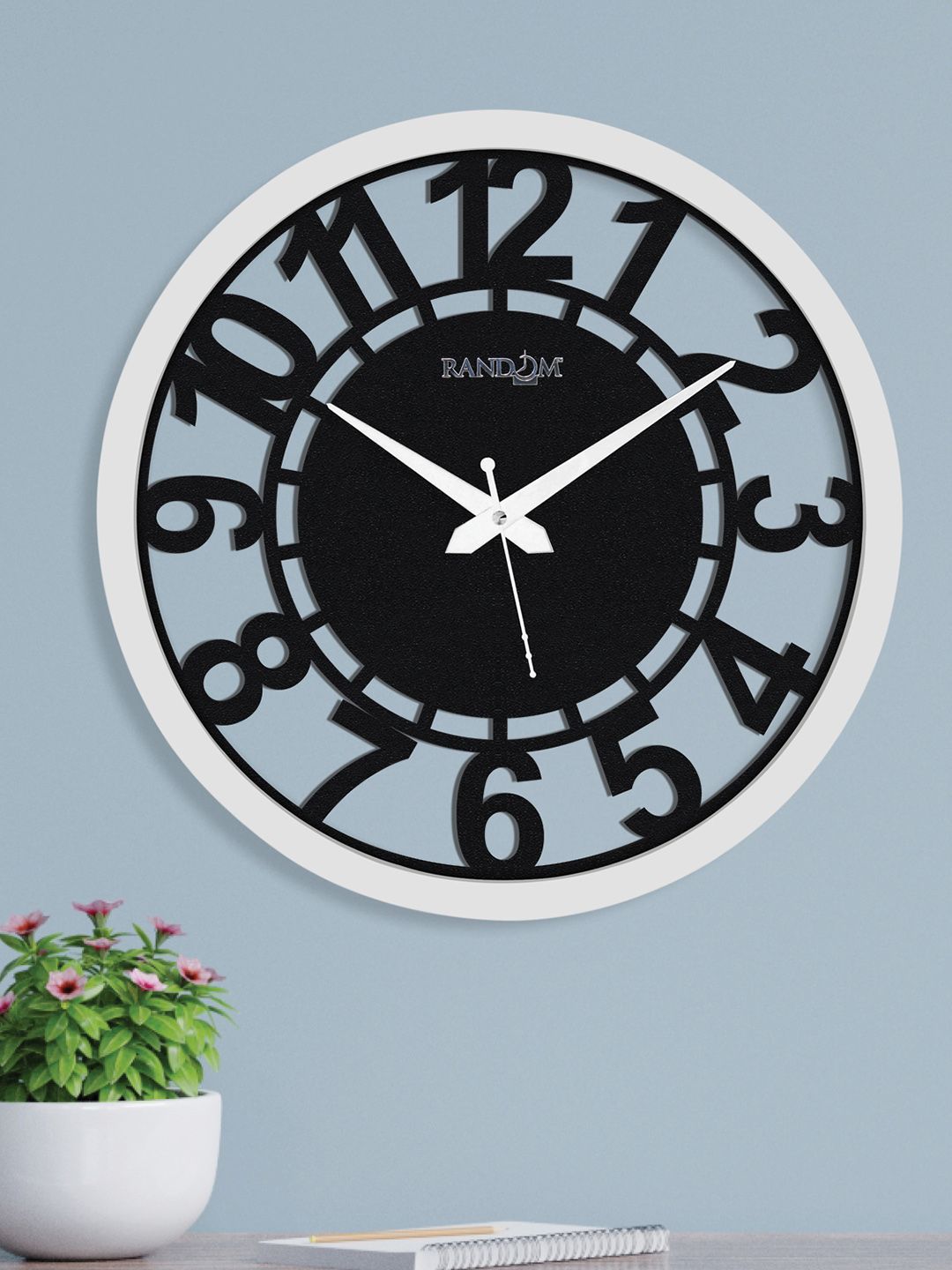 RANDOM Black & White Contemporary 30 cm Analogue Wall Clock Price in India