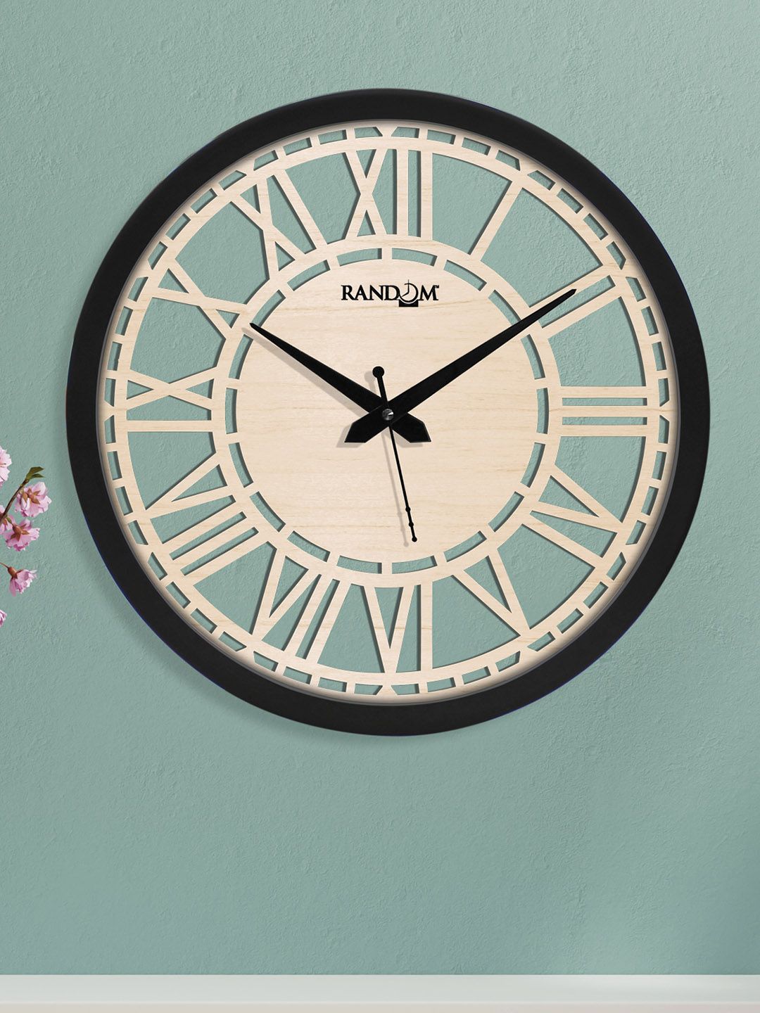 RANDOM Cream-Coloured & Black Contemporary Wall Clock Price in India