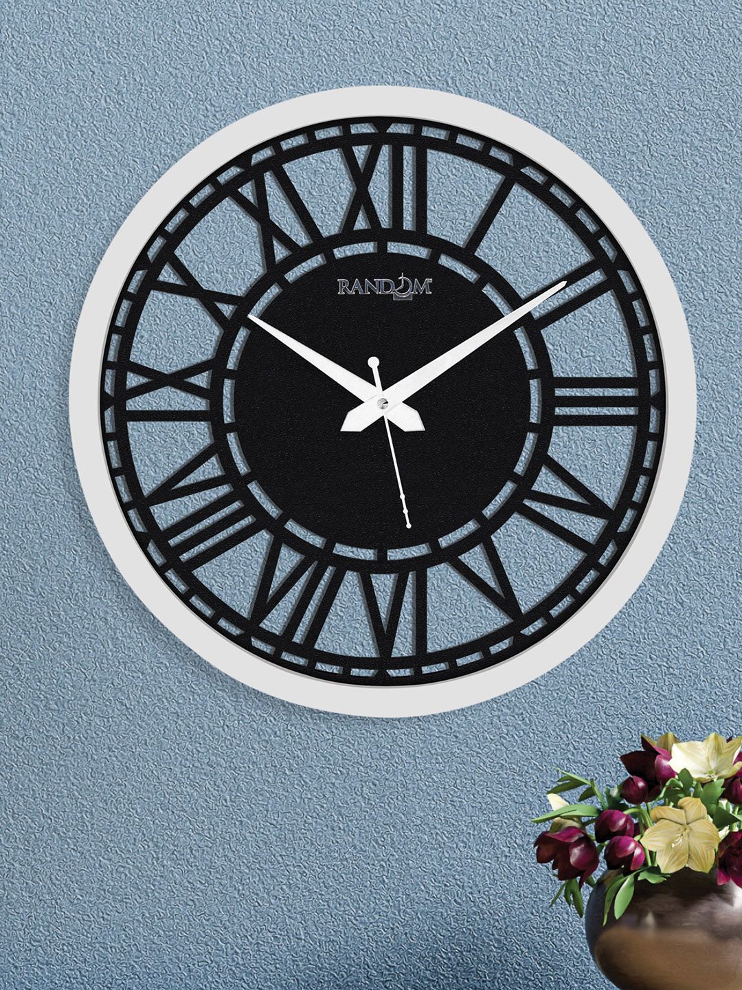 RANDOM Black & White Contemporary 30 cm Analogue Wall Clock Price in India