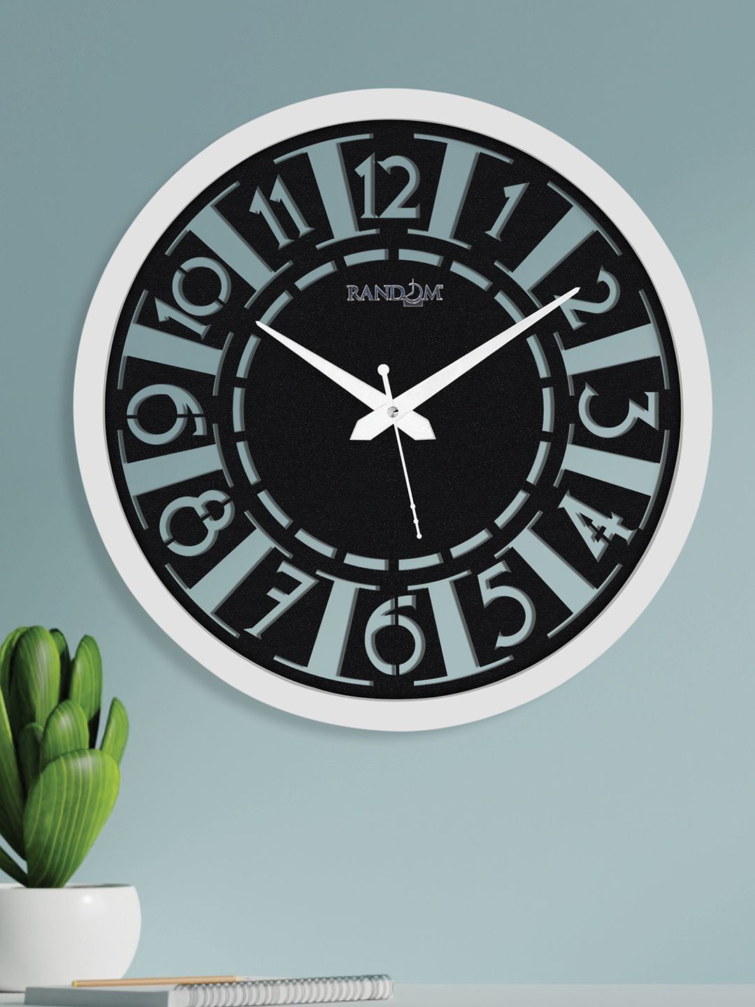 RANDOM Black & White 12 Inch Analogue Wall Clock Price in India