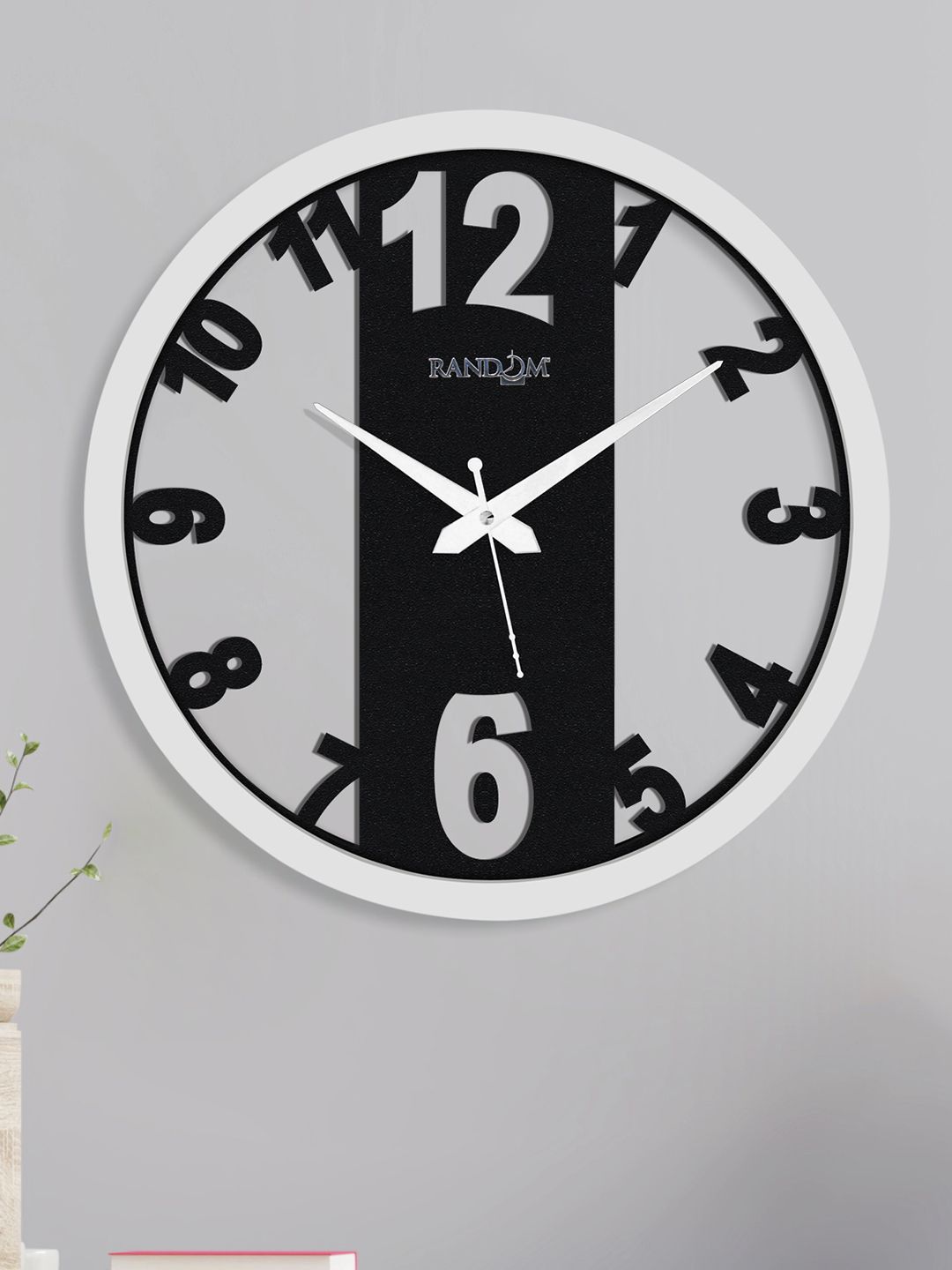 RANDOM Black & White Contemporary Wall Clock Price in India