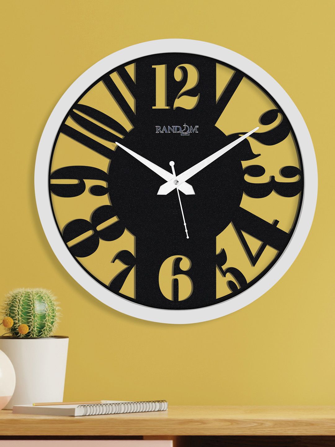 RANDOM Black & White Contemporary Wall Clock Price in India