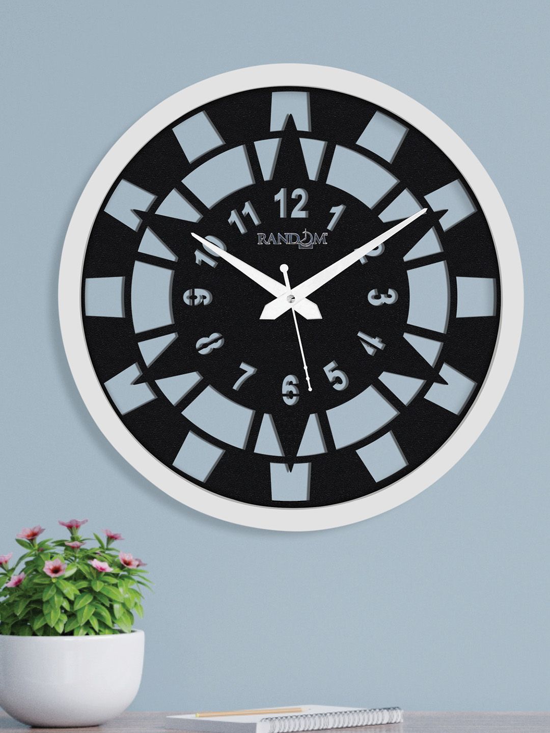 RANDOM Black & White Contemporary Wall Clock Price in India