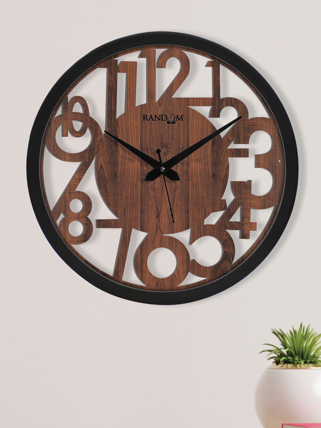 RANDOM Coffee Brown & Black Contemporary Wall Clock Price in India