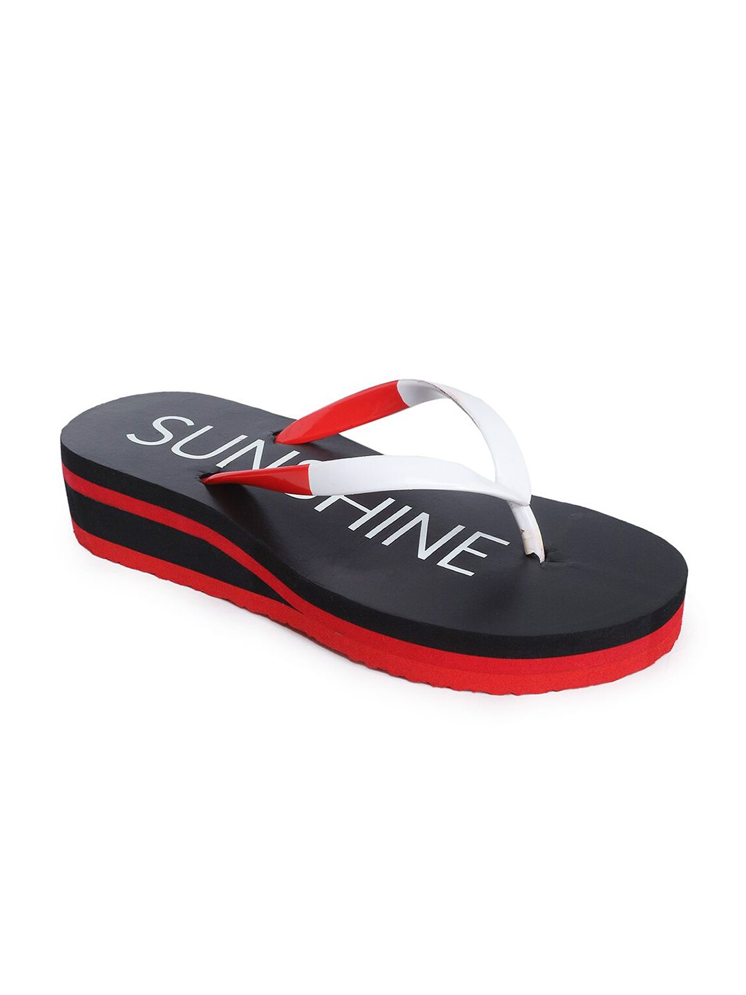 APPITITE Women Black & White Printed Heeled Thong Flip Flop Price in India