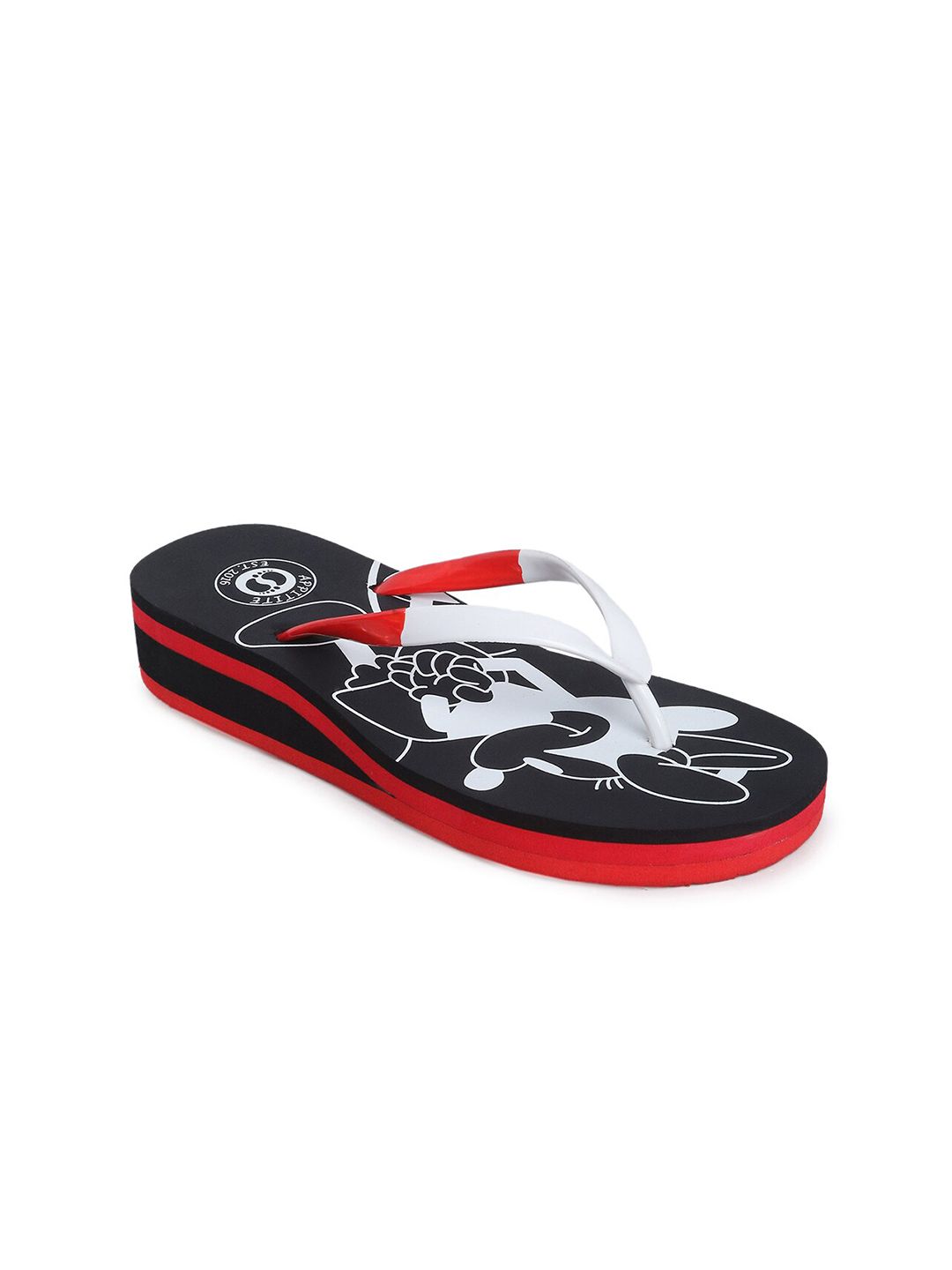 APPITITE Women Black & White Printed Heeled Thong Flip Flop Price in India