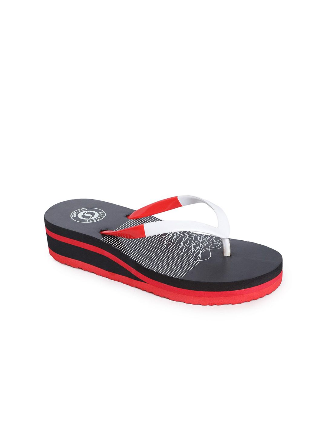 APPITITE Women Black & Red Printed Rubber Flip flop Price in India