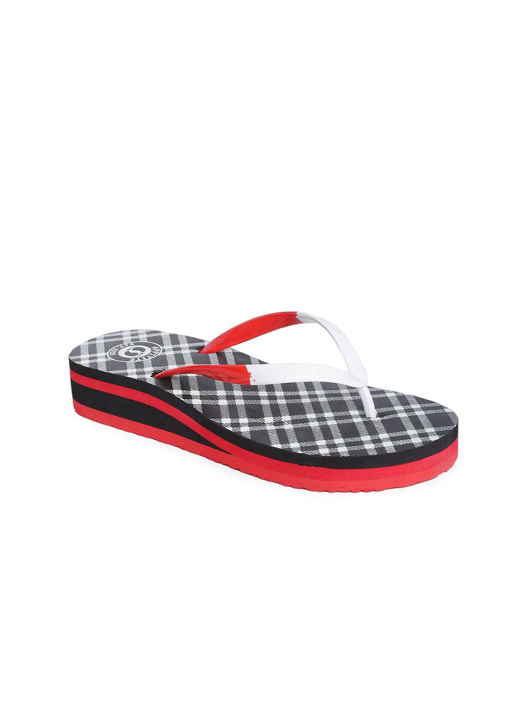 APPITITE Women Black & White Printed Heeled Thong Flip Flop Price in India