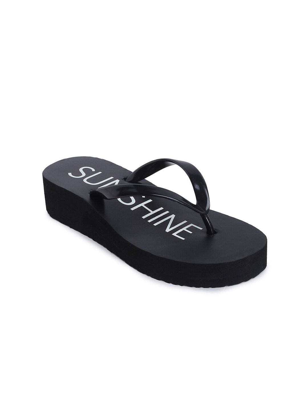 APPITITE Women Black & White Printed Heeled Thong Flip Flop Price in India