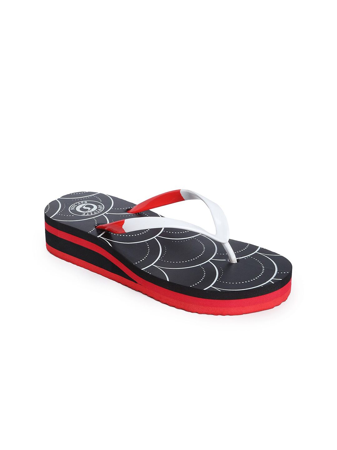 APPITITE Women Black & White Printed Heeled Thong Flip Flop Price in India