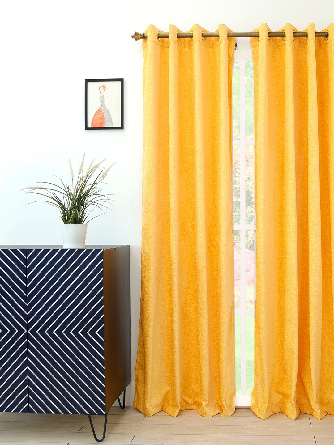 Ariana Yellow Room Darkening Door Curtain Price in India