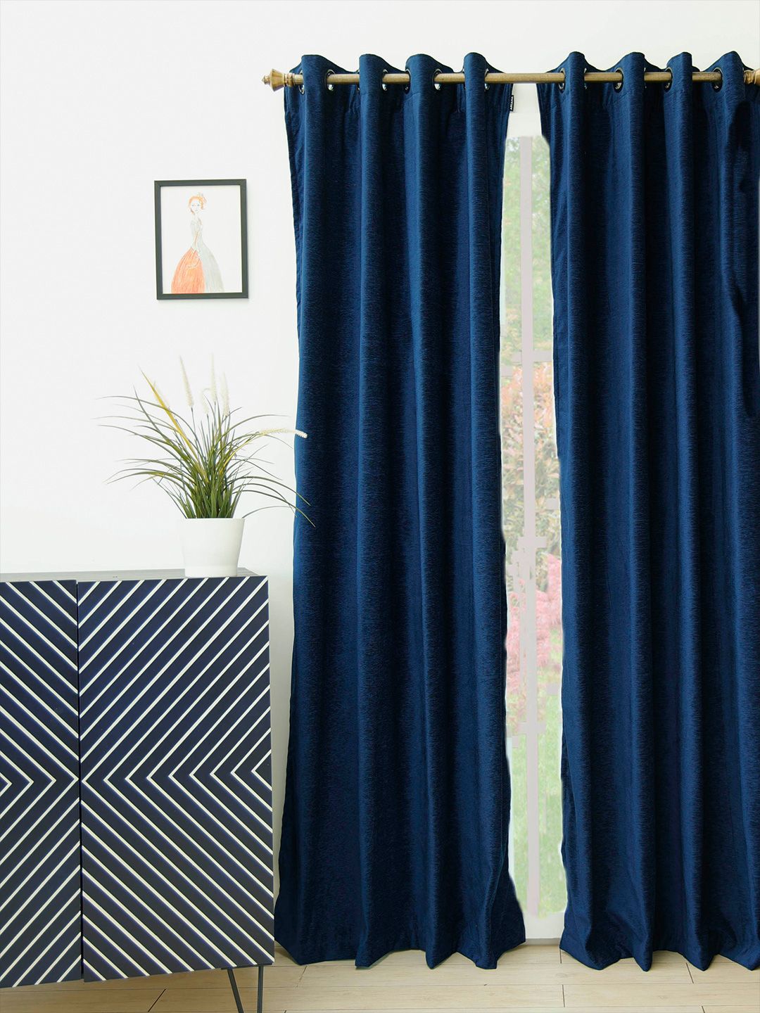 Ariana Blue Room Darkening Long Door Curtain Price in India
