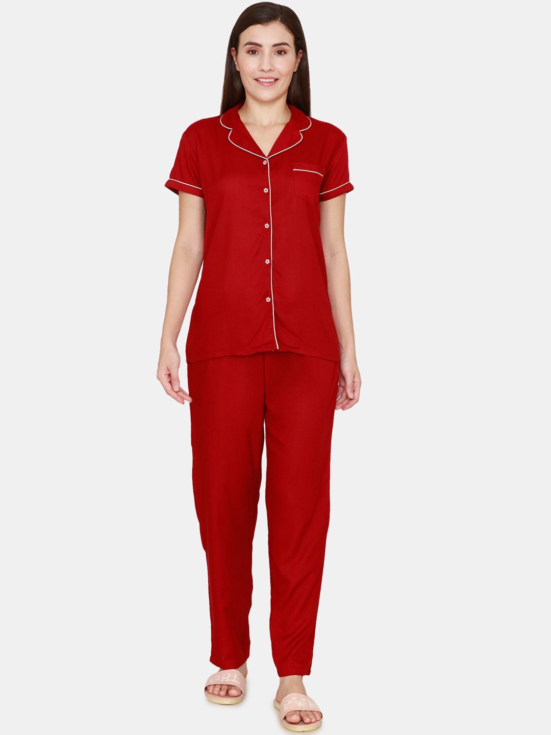 Coucou by Zivame Women Red & White Night suit Price in India