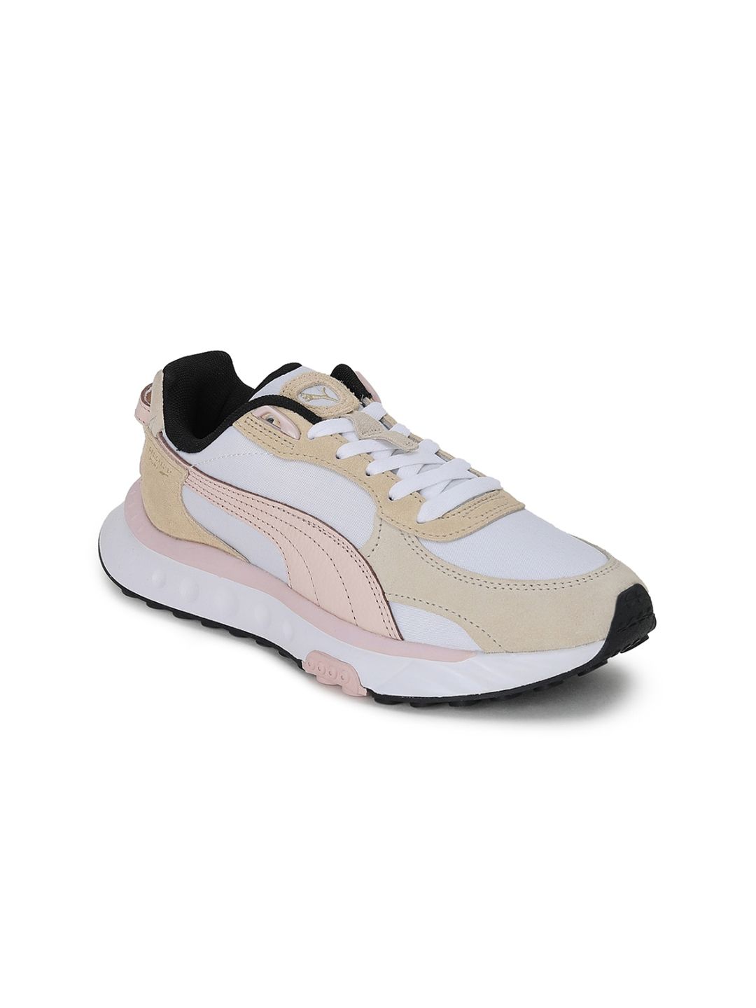 Puma Women White & Beige Colourblocked Wild Rider Tumbled Sneakers Price in India