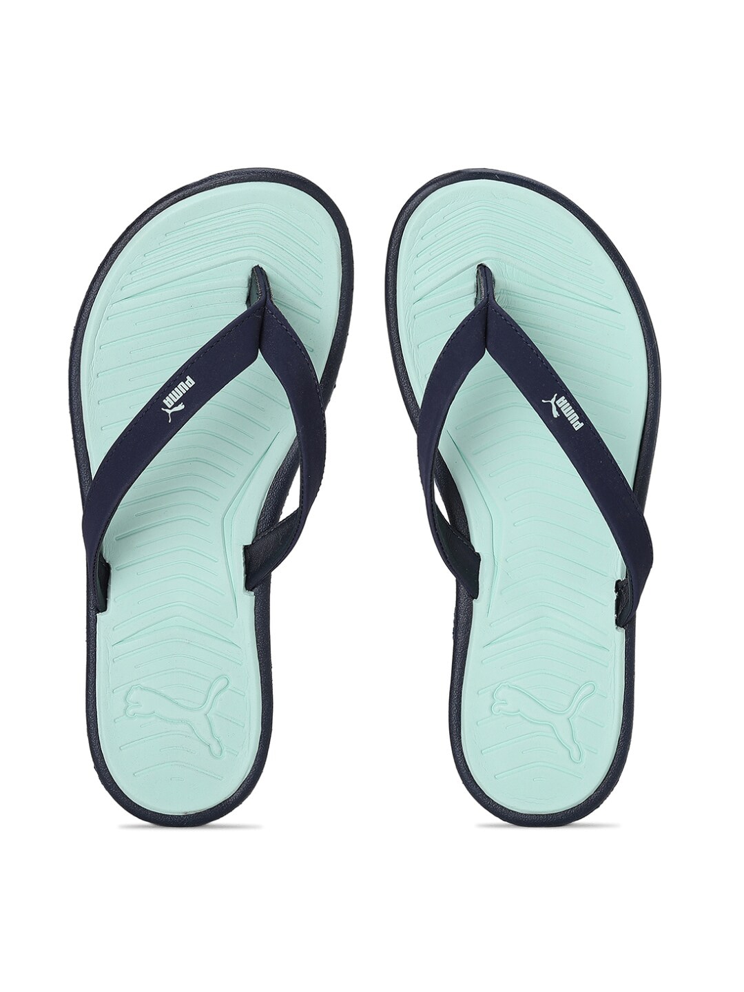 Puma Women Turquoise Blue & Navy Blue Thong Flip-Flops Price in India