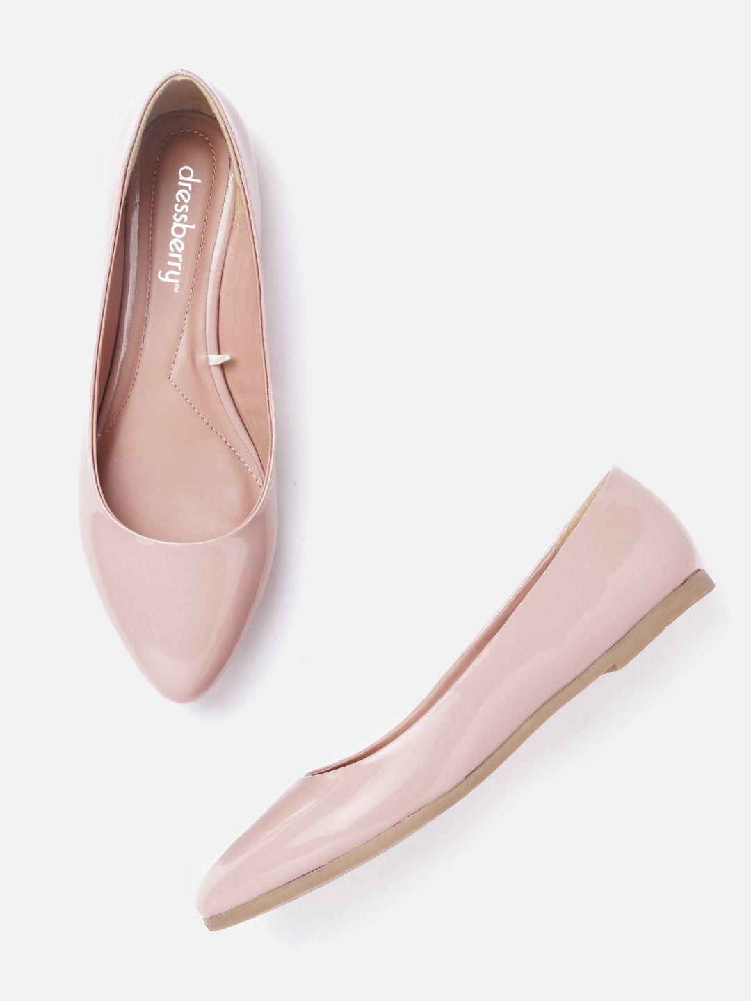 DressBerry Women Dusty Pink Patent Finish Ballerinas Price in India