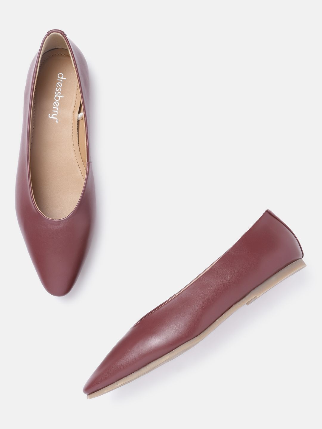 DressBerry Women Burgundy Solid Ballerinas Price in India