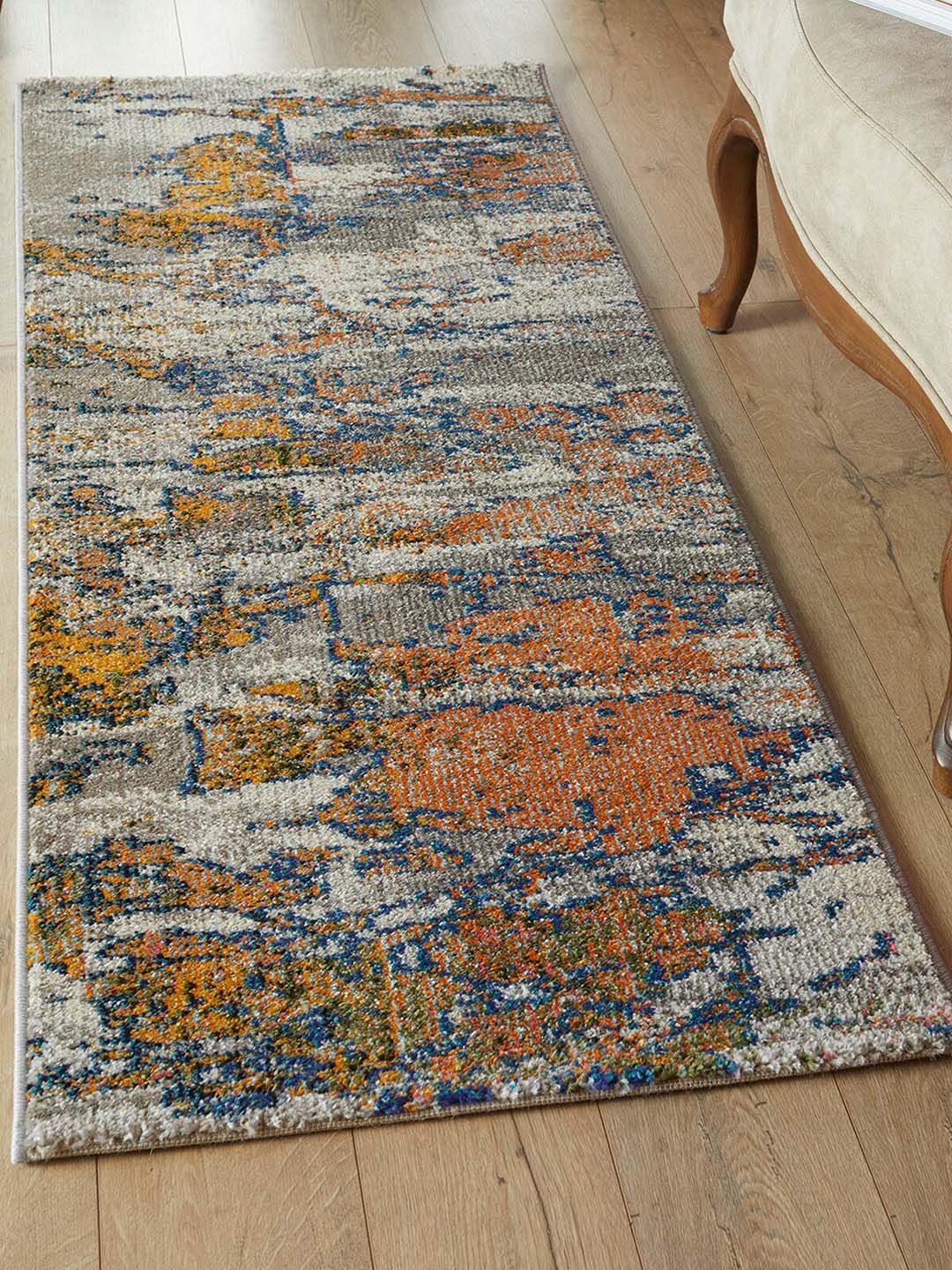 OBSESSIONS Rust & Blue Abstract Runner Price in India