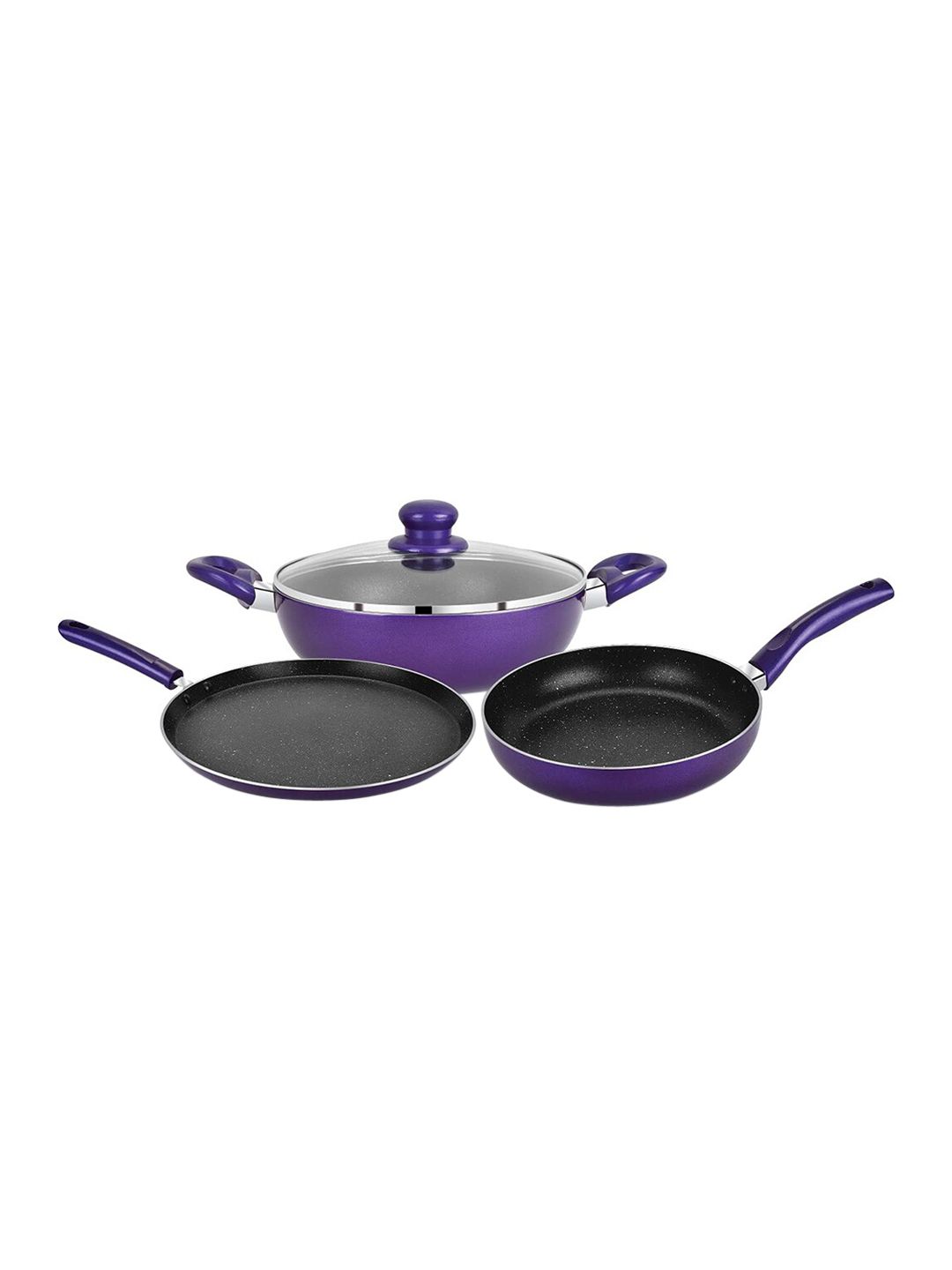BERGNER Set Of 4 Purple Albarino Non-Stick Cookware Set Price in India