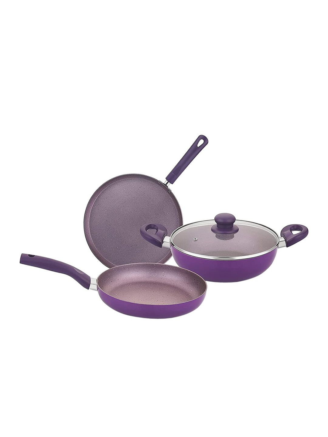 BERGNER Set of 3 Purple Non-Stick Cookware Set Price in India
