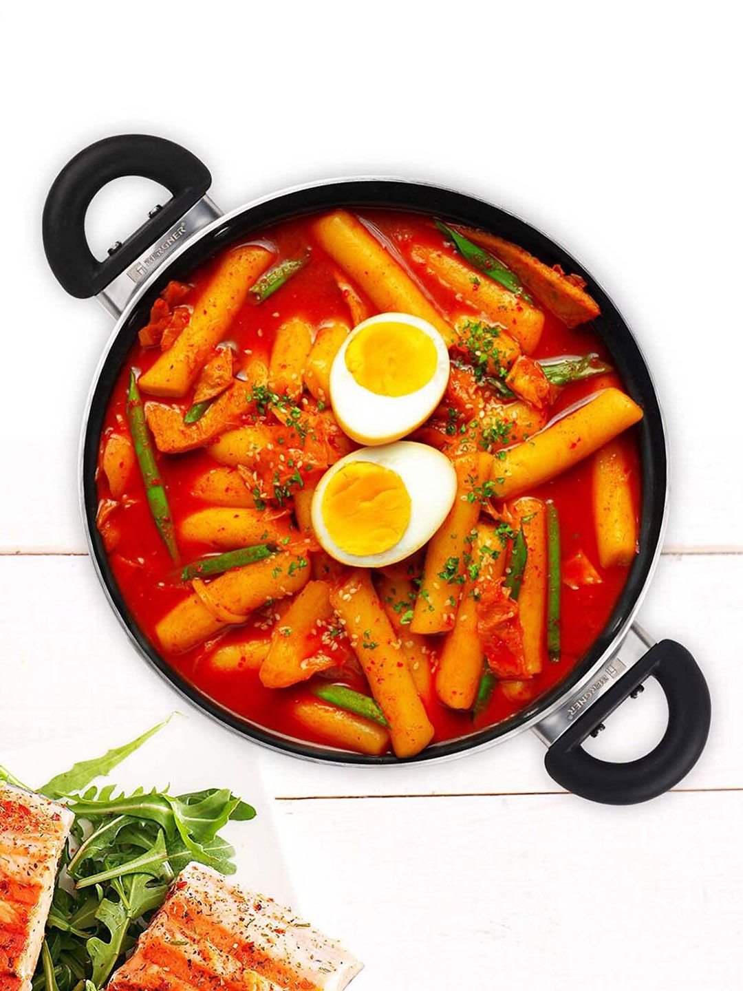 BERGNER  Black  Solid Cookware Aluminium Non-stick  Kadai With Glass Lid Price in India