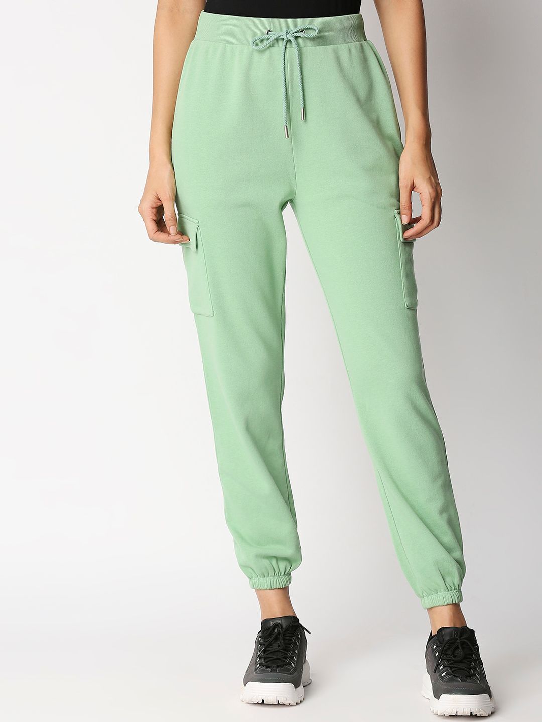 20Dresses Women Pastel Green Pure Cotton Joggers Trousers Price in India