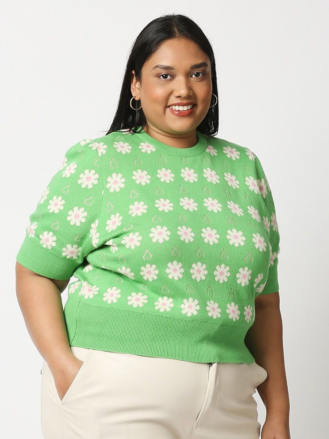 20Dresses Women Plus Size Green & Coffee Brown Floral Print Top Price in India