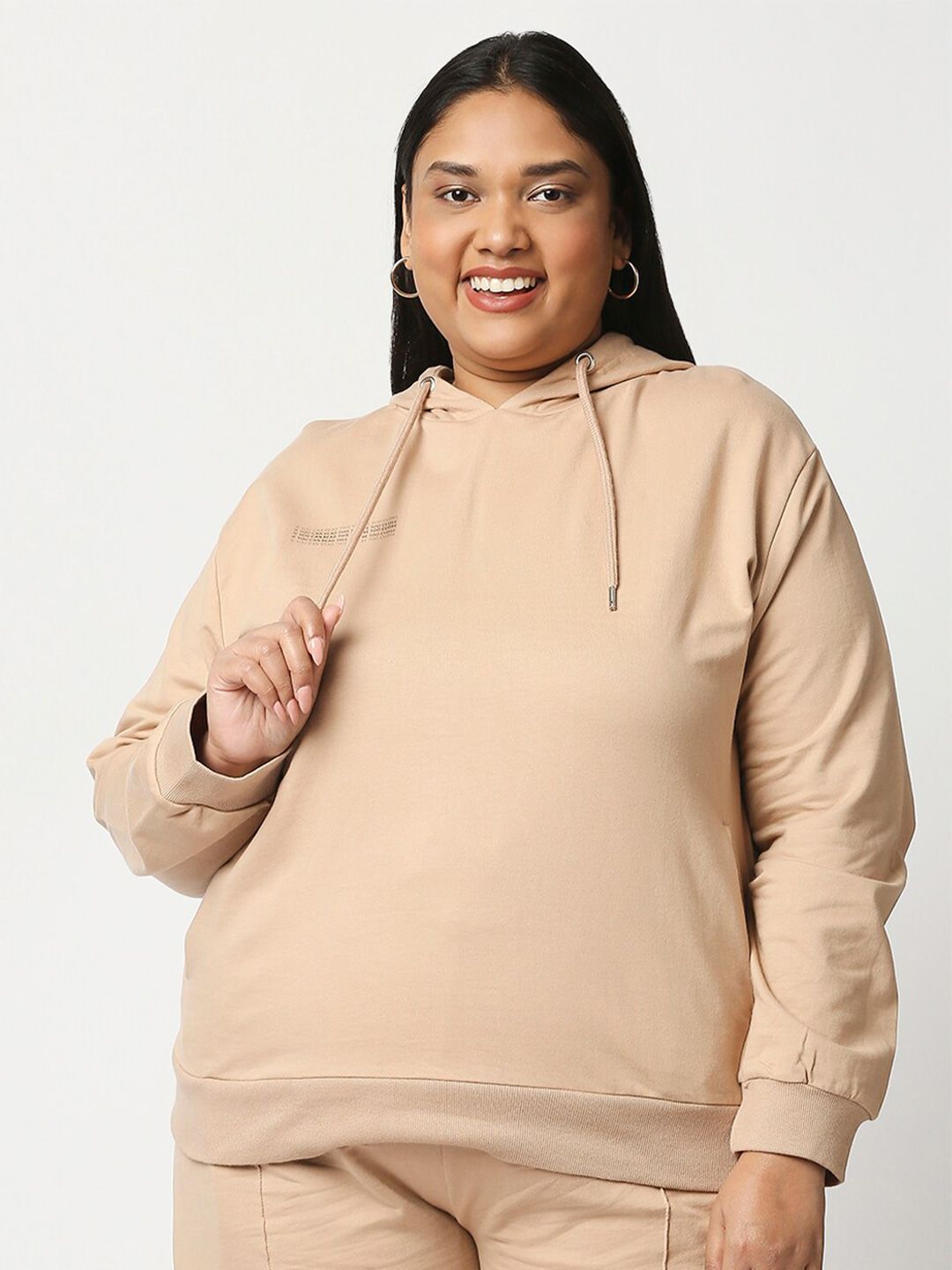 20Dresses Women Plus Size Beige Hooded Sweatshirt Price in India