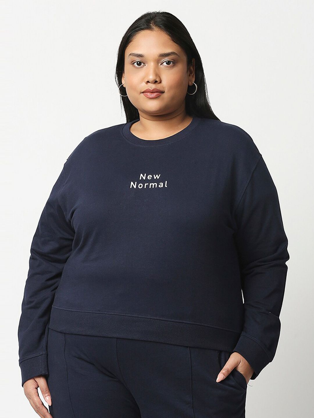 20Dresses Women Plus Size Navy Blue Sweatshirt Price in India