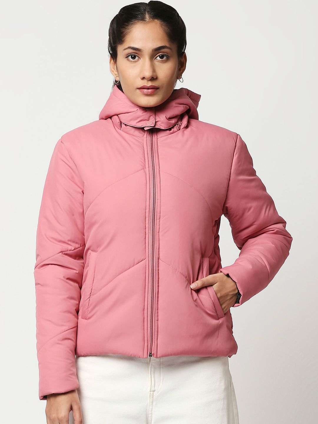 20Dresses Women Pink Padded Jacket Price in India