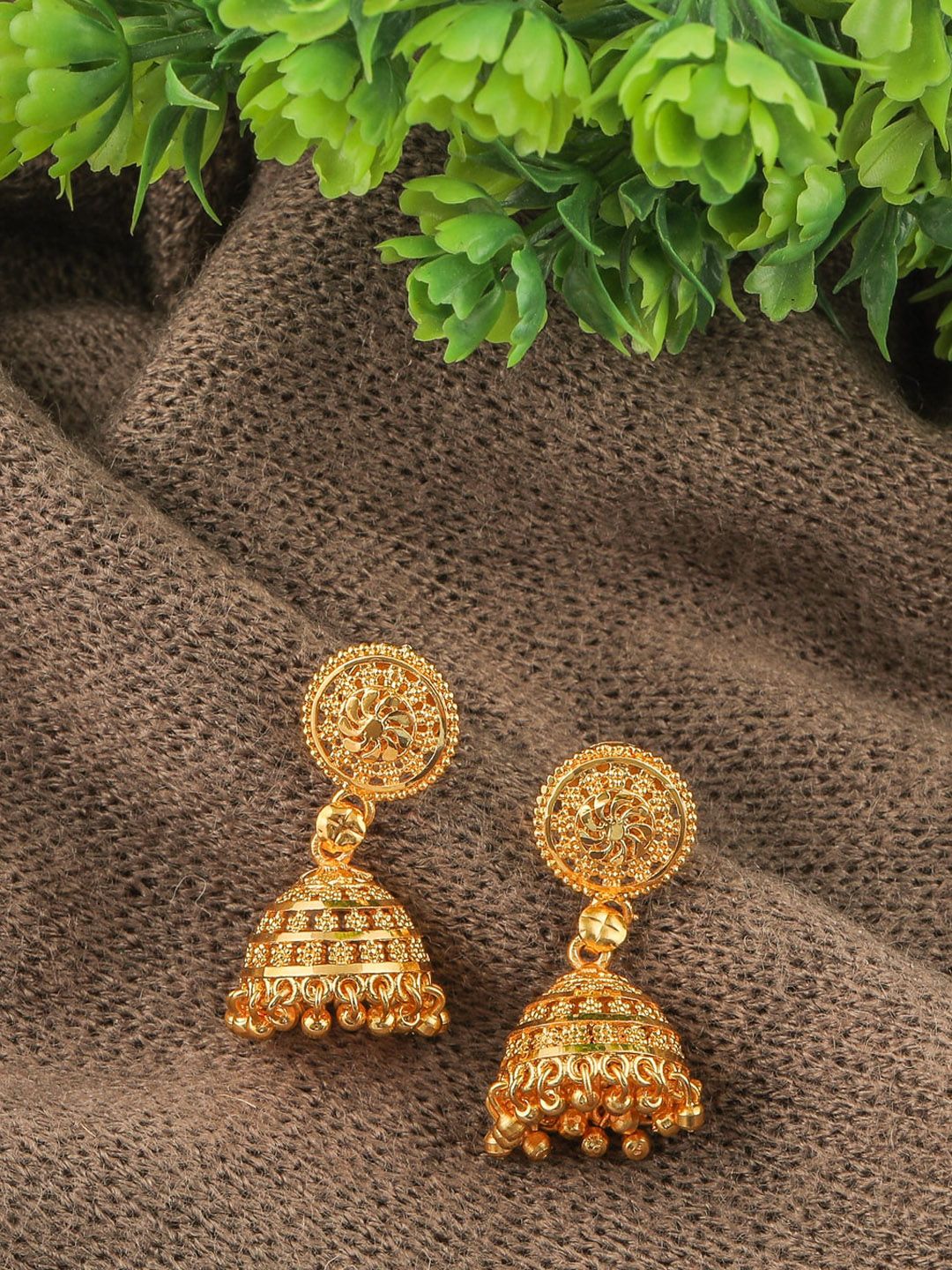 Brandsoon Gold-Plated Dome Shaped Jhumkas Price in India