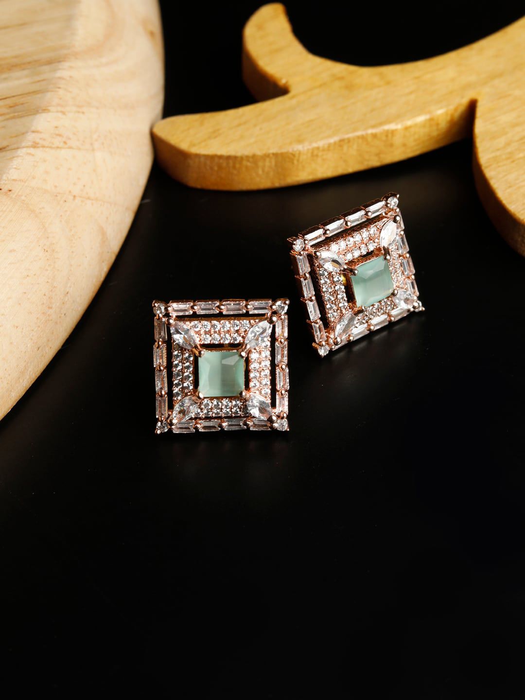 Priyaasi Rose Gold Contemporary Studs Earrings Price in India