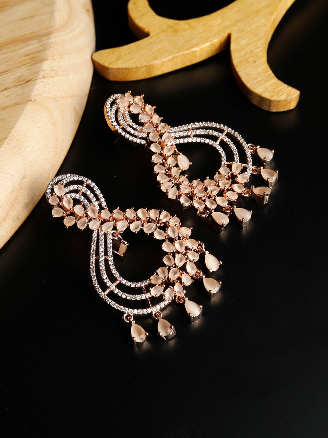 Priyaasi Rose Gold Plated Contemporary Drop Earrings Price in India