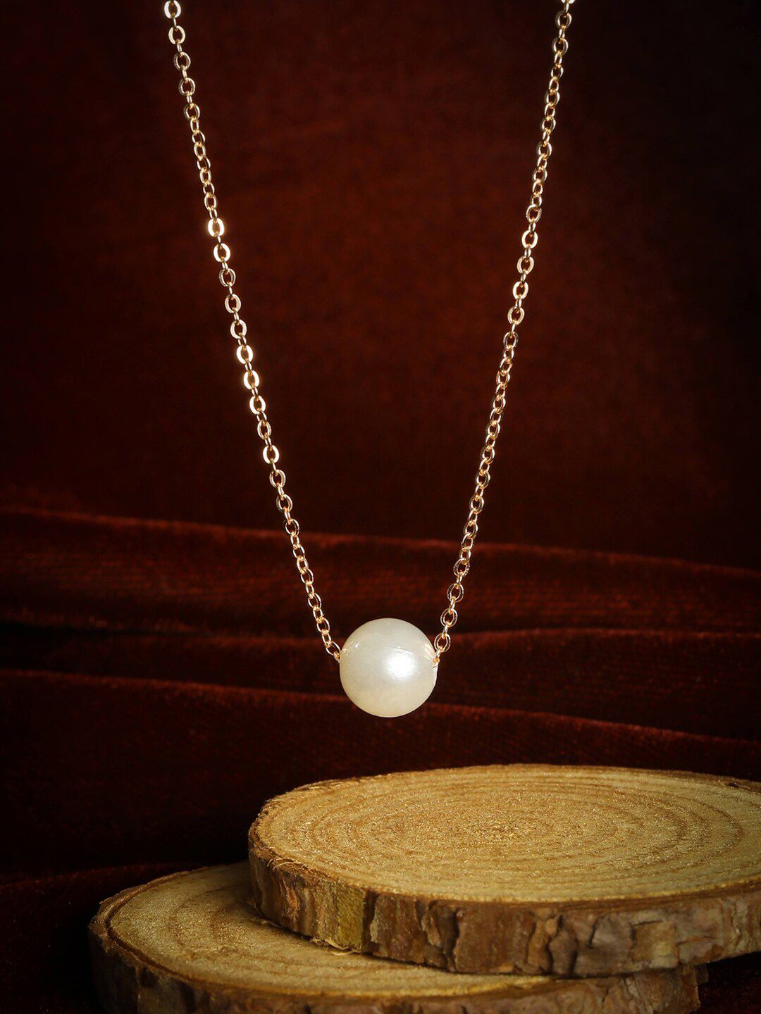 PRITA Rose Gold-Plated White Pearl Brass Necklace Price in India
