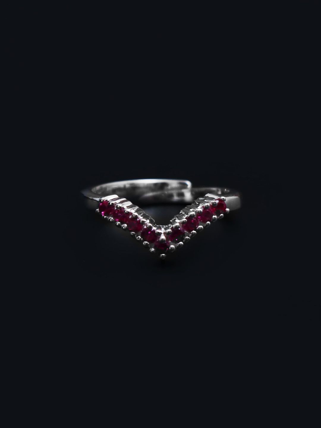 HIFLYER Rhodium-Plated Pink CZ-Studded Adjustable Finger Ring Price in India