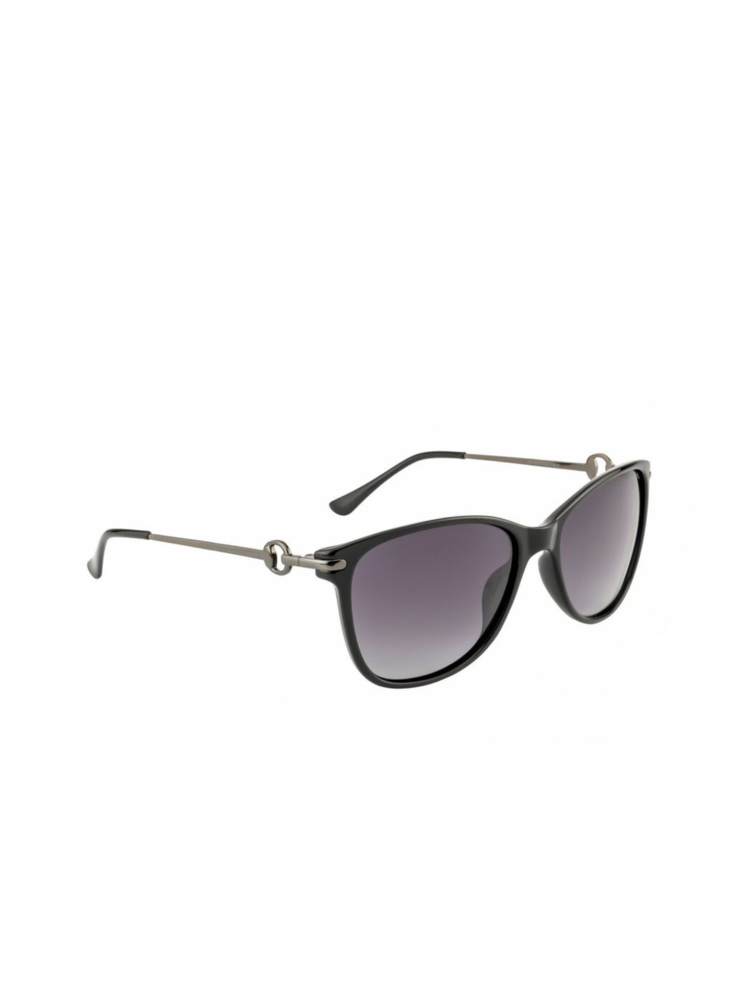 OPIUM Women Grey Lens & Black Oval Sunglasses with Polarised Lens Price in India