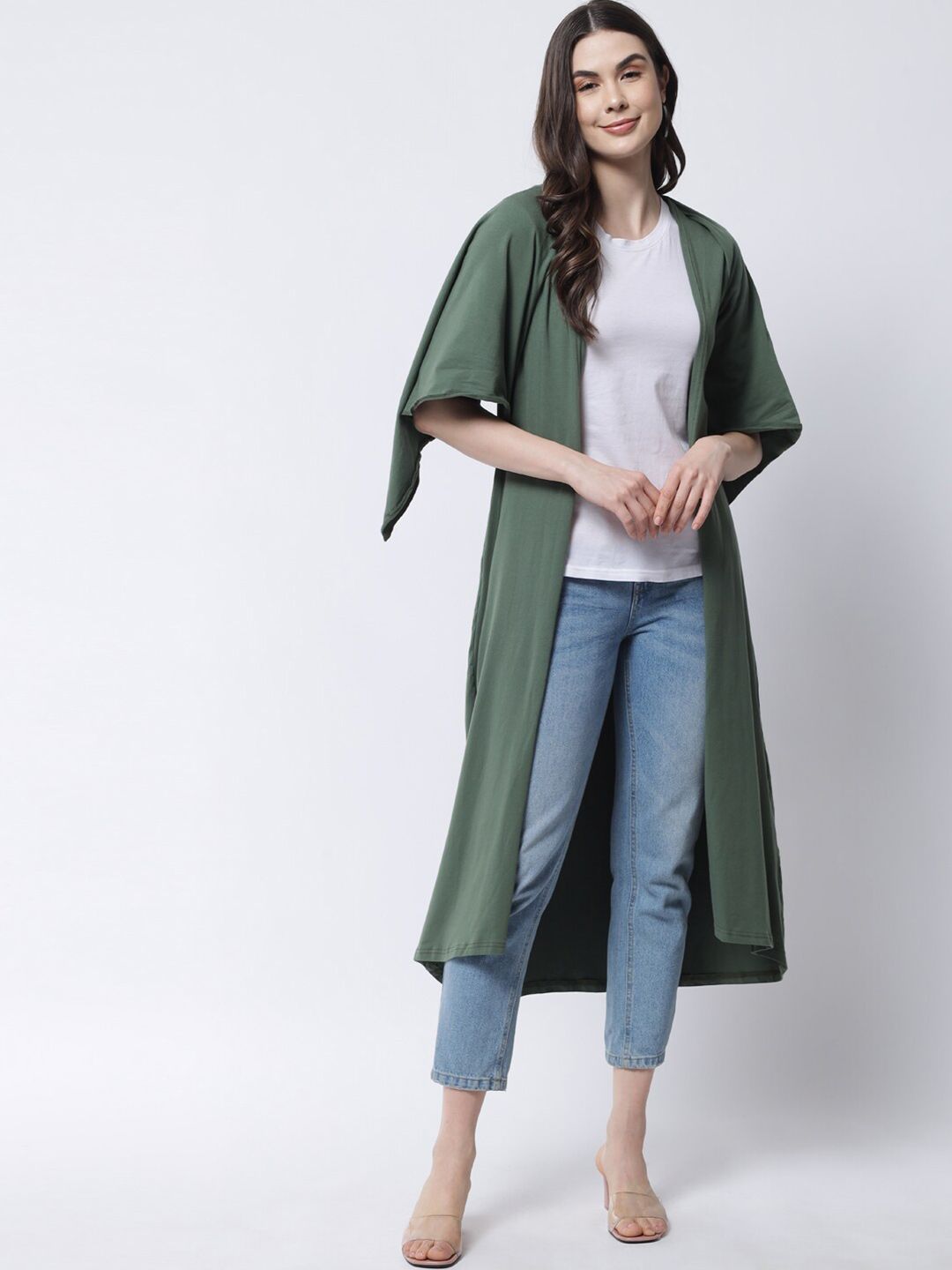 VANCA ECO Women Green Longline Cotton Shrug Price in India