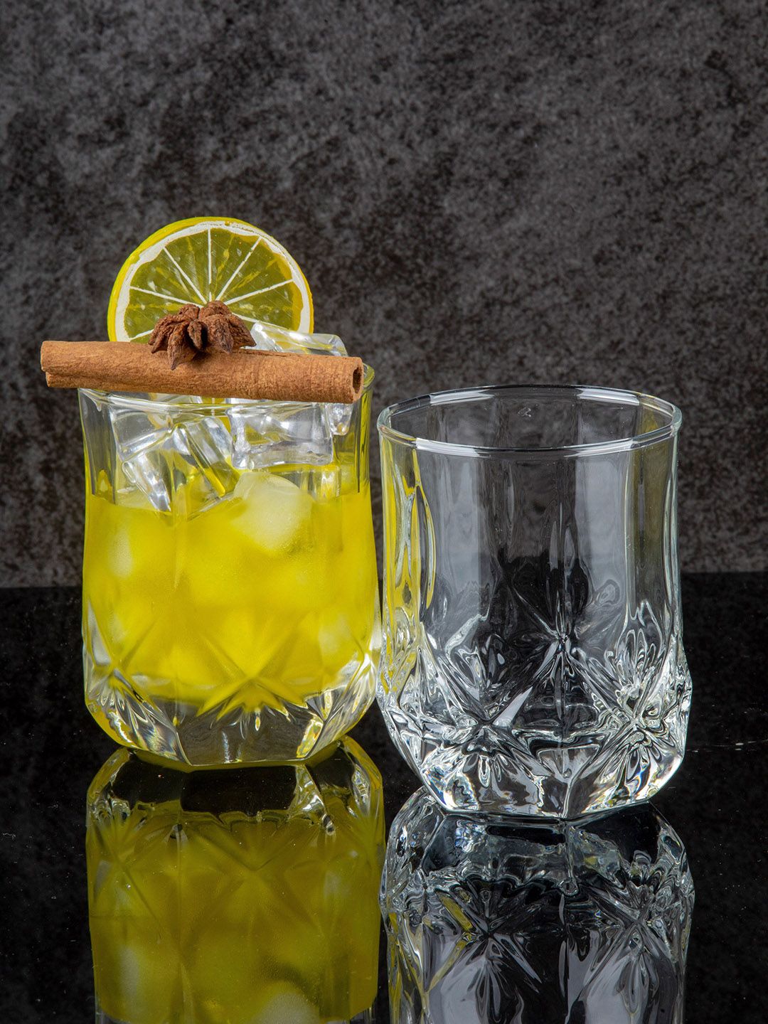 GOODHOMES Set Of 6 Transparent Textured Glass Tumblers Price in India