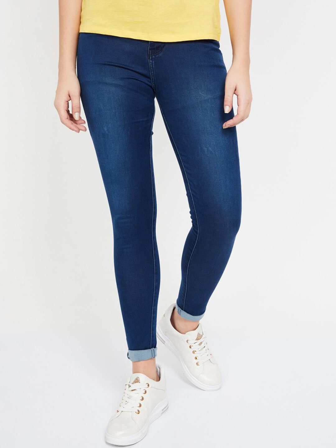 Xpose Women Navy Blue Comfort Skinny Fit High-Rise Light Fade Stretchable Jeans Price in India