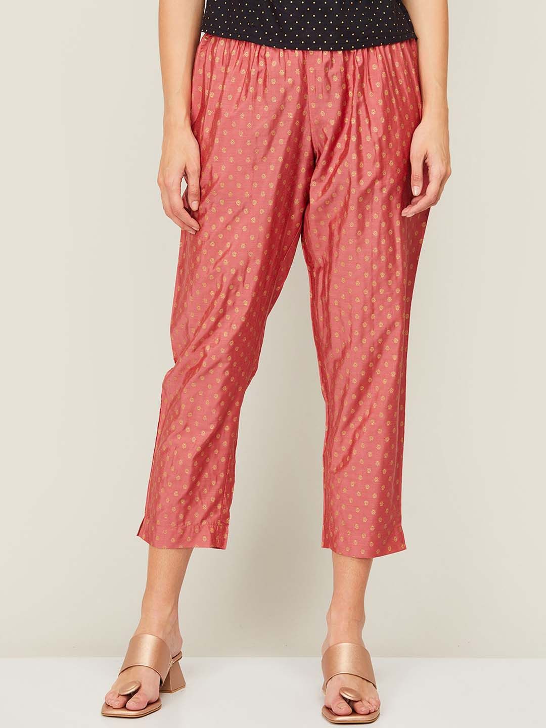 Melange by Lifestyle Women Coral Floral Printed Trousers Price in India