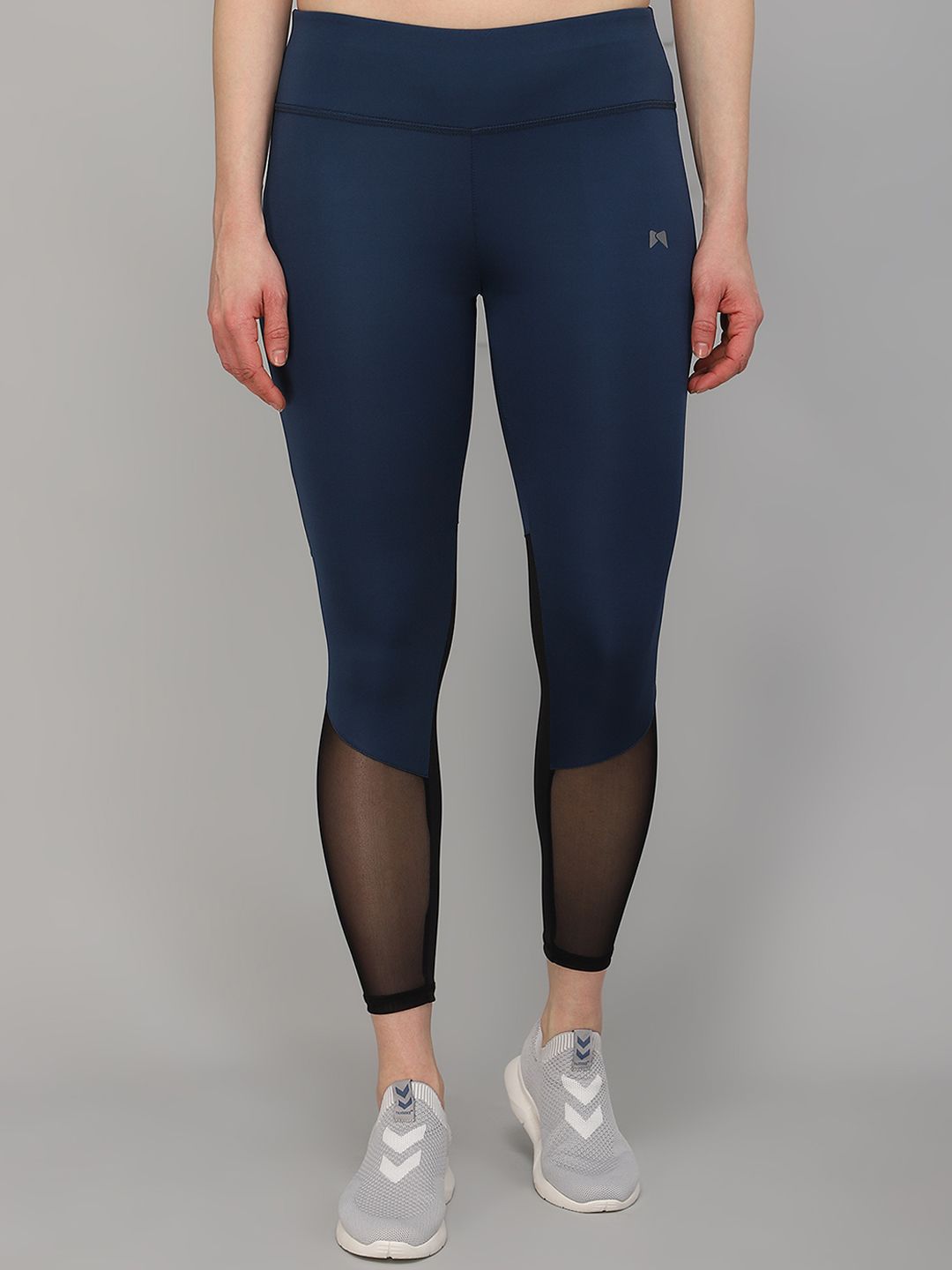 MUSCLE TORQUE Women Navy Blue & Black Ankle Length Tights Price in India