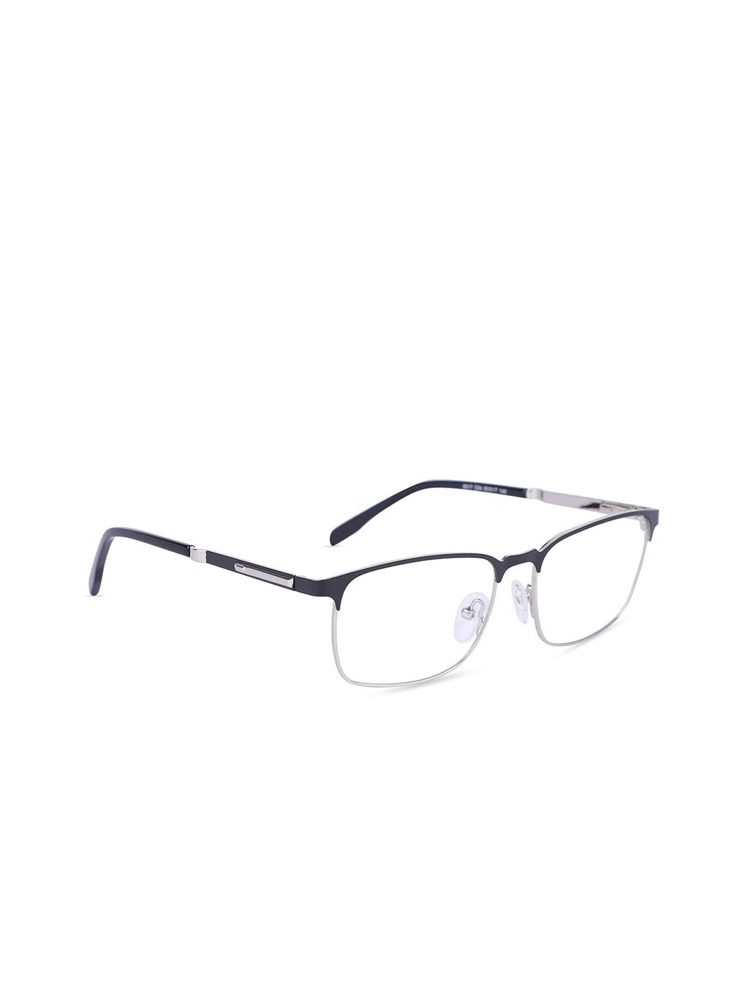 MARC LOUIS Unisex Black & Silver-Toned Full Rim Rectangle Frames Price in India