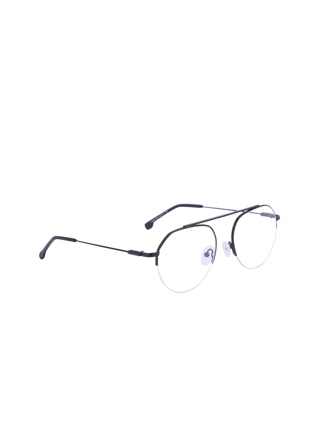 MARC LOUIS Unisex Black Half Rim Aviator Frames 191G C06 Price in India