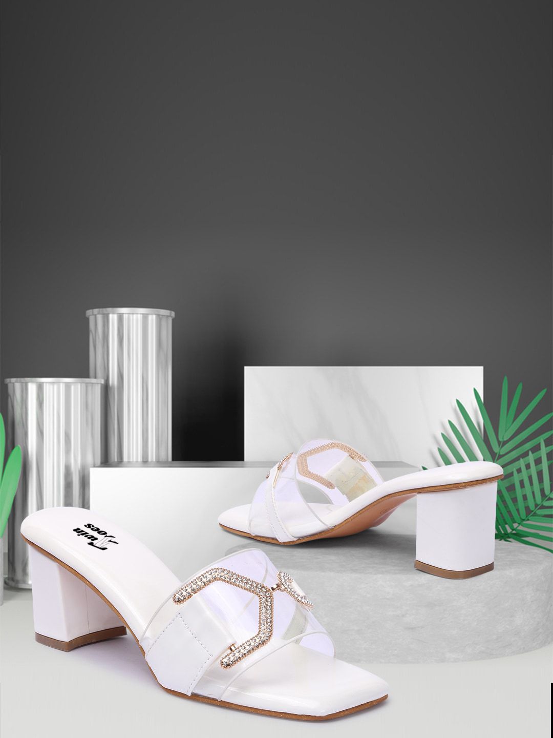 TWIN TOES White Block Sandals Price in India