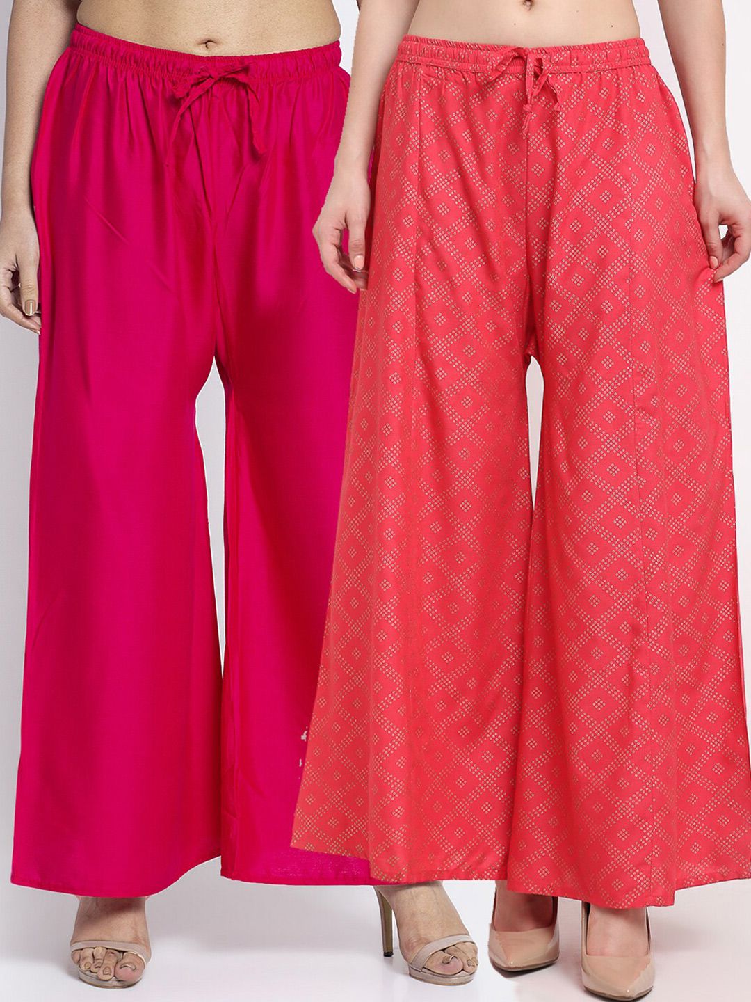 Jinfo Women Pack of 2 Flared Knitted Ethnic Palazzos Price in India