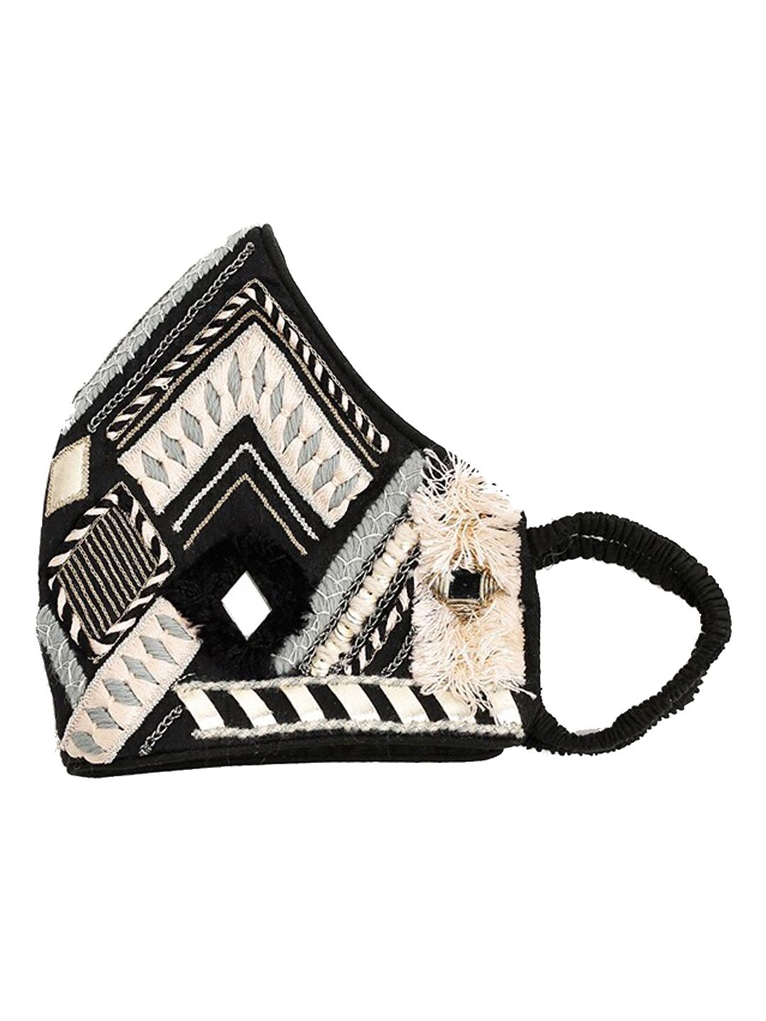 Payal Singhal Women Black & Beige 3-Ply Reusable Anti-Pollution Cloth Mask Price in India