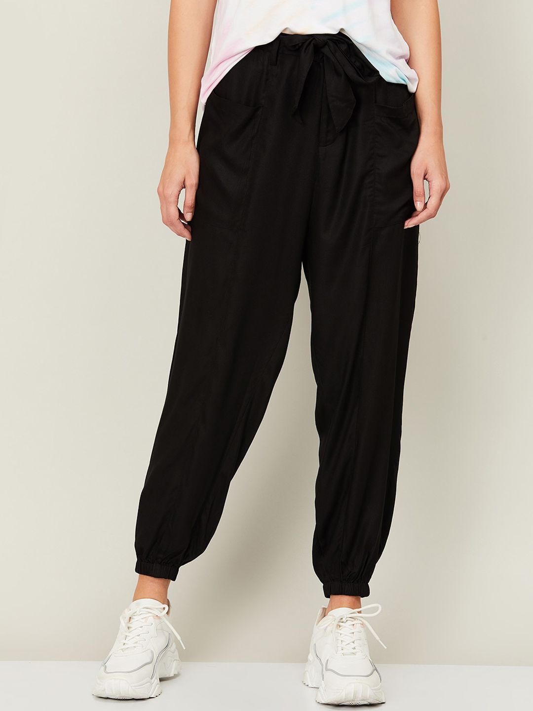 Ginger by Lifestyle Women Black Joggers Trousers Price in India
