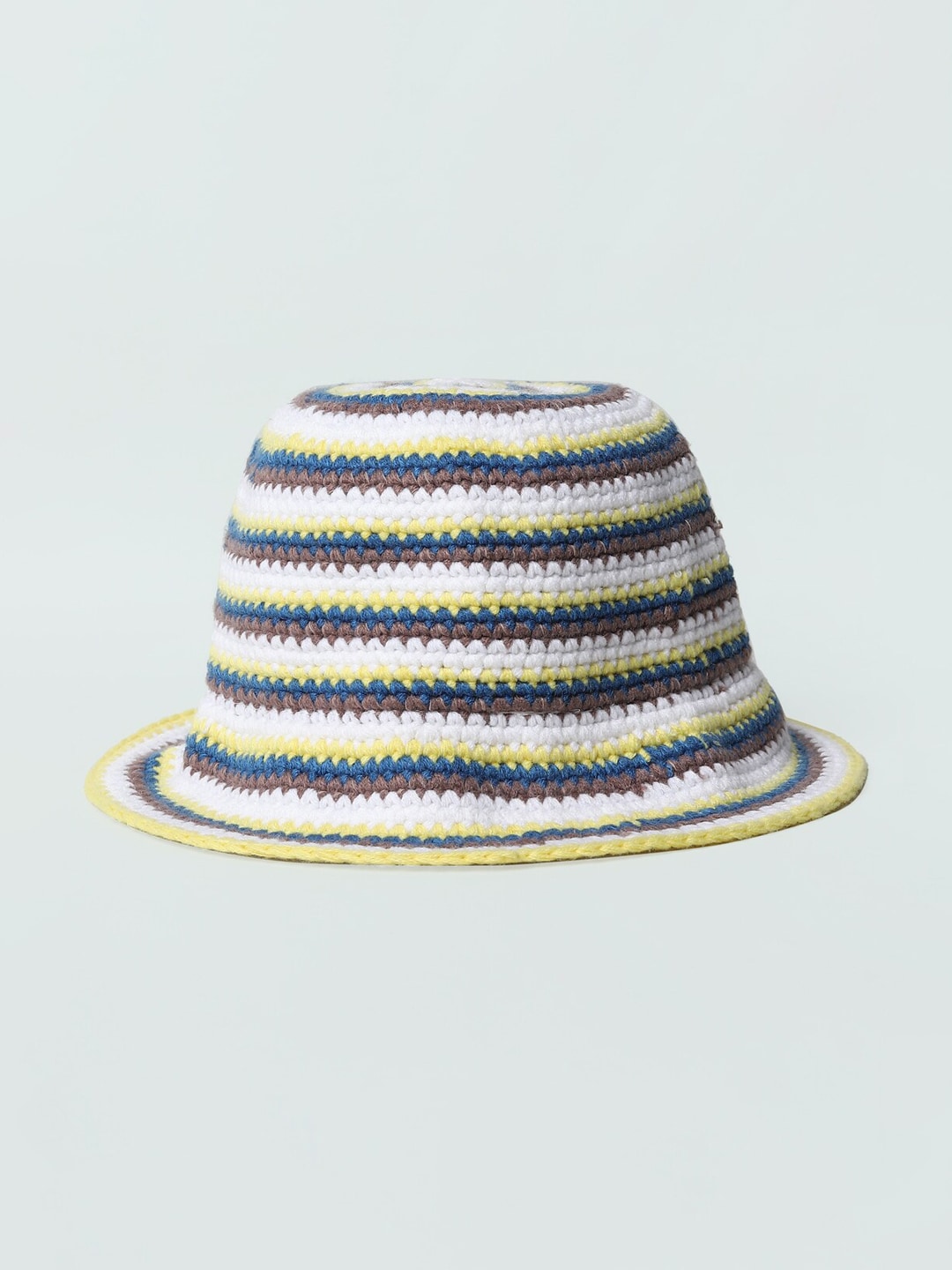 ONLY Women Yellow & White Printed Bucket Hat Price in India